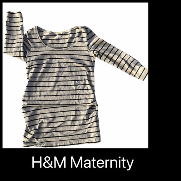 H&M MAMA Maternity Gray & Black Striped Top Size S - Picture 1 of 11